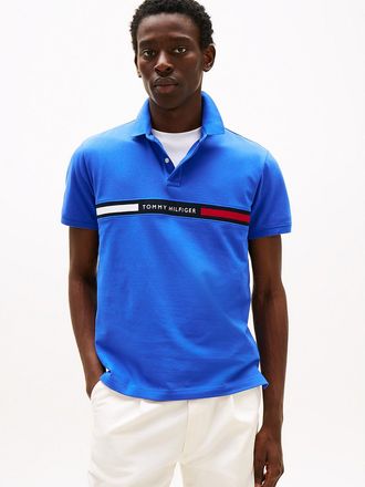 Tommy Hilfiger Mens Regular Fit Embroidered Stripe Polo - Blue - XS