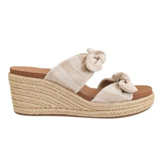 Corkys Footwear Womens Tie The Knot Wedge Sandal In Tan Natural Stripe
