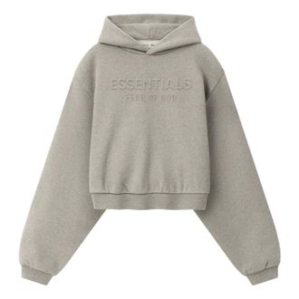 Fear of God (WMNS) Fear of God Essentials Embossed Modern Cropped Hoodie Warm Heather RW01480-0096