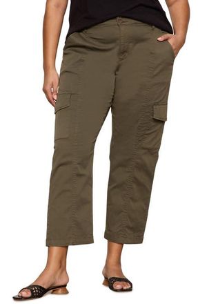 Sanctuary Rebel Crop Straight Leg Cargo Pants in Fatigue Green at Nordstrom, Size 24W