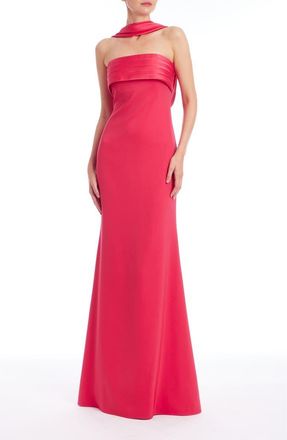 Badgley Mischka Scarf Detail Strapless Gown in Rose at Nordstrom, Size 12