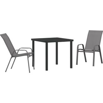 vidaXL Conjunto De Comedor De Jard&iacute;n 3 Pcs Gris Textileno Y Acero Vidaxl