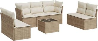 vidaXL Juego De Sof&aacute;s De Jard&iacute;n Con Cojines Beige 8 Pzas Rat&aacute;n Pe Vidaxl