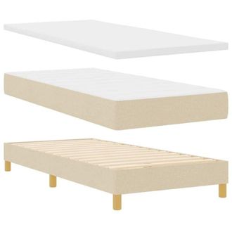 vidaXL Cama Con Somier Con Colch&oacute;n Con Cabecera Crema 90 X 190 Cm Tela Vidaxl