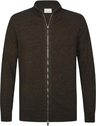 Profuomo Cardigan met volledige rits - Heren - Vesten - Bruin - L - Katoen - Truien & Vesten