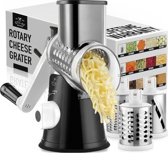 Zulay Kitchen Manual Rotary Cheese Grater With 3 Interchangeable Blades