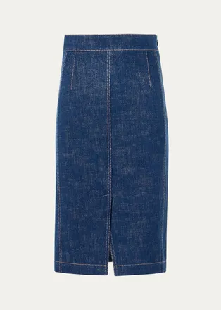 Akris Pencil Winter Denim Midi Skirt