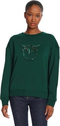 Pinko Nelly Sweatshirt - Dames - Sweatshirts - Groen - S - Katoen - Hoodies & sweatvesten