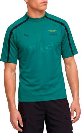 Puma x AMF1 Lifestyle Short Sleeve Quarter Zip Jersey in Green Lux at Nordstrom, Size Xx-Large