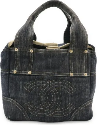 Chanel Blue Denim Handbag Tote Bag (Pre-Owned)