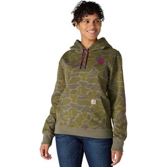 Carhartt Work in Progress Hoodie Womens Dusty Olive Vintage Camo Relaxed Fit Long Sleeve POSH135
