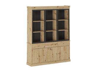 Vente-Unique Vitrina con almacenamiento y LEDs - Natural y negro - MARSORIA