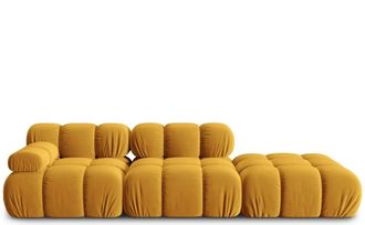 MICADONI Modulares 4-Sitzer Design Sofa Bellis mit Ottomane rechts - Samtbezug