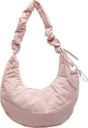 Generic Simple Pleated Bag Large Capacity Quilted Shoulder Bag Commute Bag (Pink)