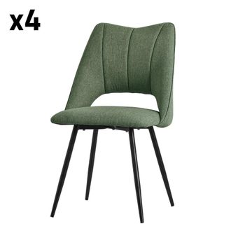 ML Design Sillas de comedor, set de 4, verde, cubierta de tela
