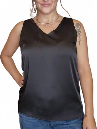 Papillon Elegant Satin Camisole Top In Black