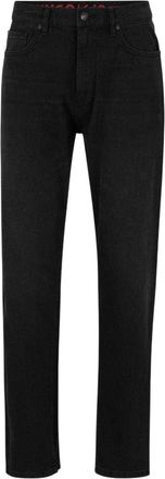 HUGO BOSS Hugo Slanke herenjeans met 5 zakken en graffitipatroon (Zwart)