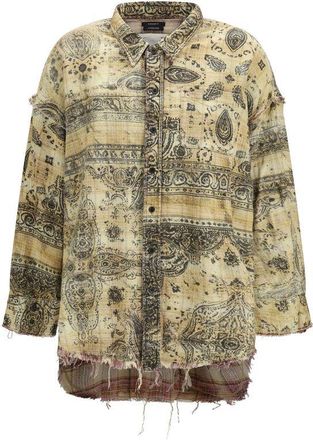 R13 Bicolor Cotton Pattern Womens Shirt