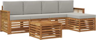 vidaXL Conjunto De Sof&aacute;s De Exterior 6 Uds. Natural Y Gris Claro Vidaxl