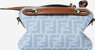 Fendi Womens Mini By The Way Soft Bag Light Denim Cotton Shoulder