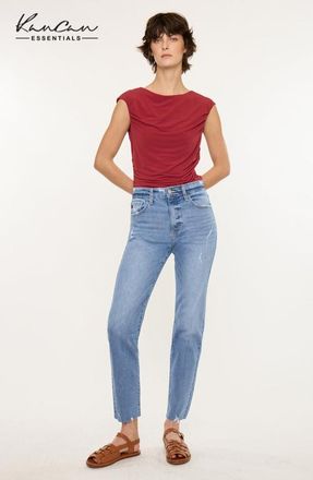 Kancan Ariana Essentials High Rise Straight Jeans in Medium Wash at Nordstrom, Size 27