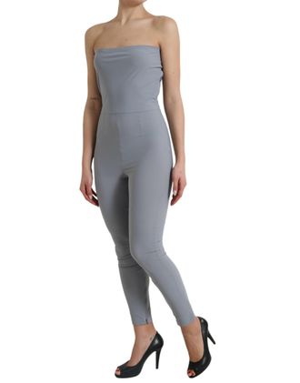 Dolce & Gabbana Womens Gray Nylon Strapless Bodycon Jumpsuit Dress Polyester Elastane