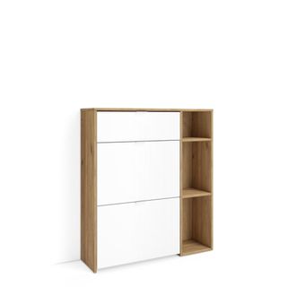 Skraut Home Skraut Home - Zapatero, Armario Entrada Recibidor, 90x27x102cm, 10 Pares De Zapatos, Zapatos, Botas, Estilo Moderno, Roble Y Blanco