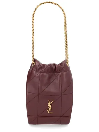 Saint Laurent Womens Cassandre Logo Bag Bordeaux Lambskin Handbags Hand