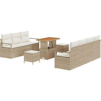vidaXL Vidaxl - Garden Sofa Set with Cushion 10 pcs Beige Poly rattan