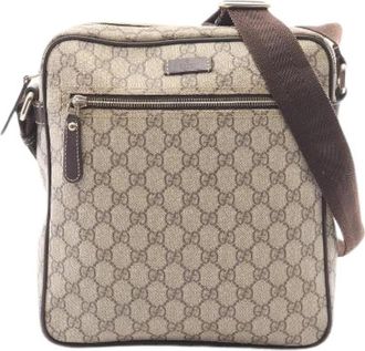 Gucci Pre-owned GG Supreme Coated Canvas Shoulder Bag - unisex - Vintage Schoudertas - Beige - ONE Size - Leer - Vintage