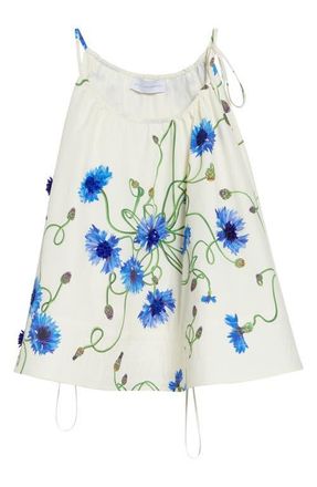 Stella McCartney Embellished Floral Print A-Line Halter Top in Cornflower at Nordstrom, Size 4 Us