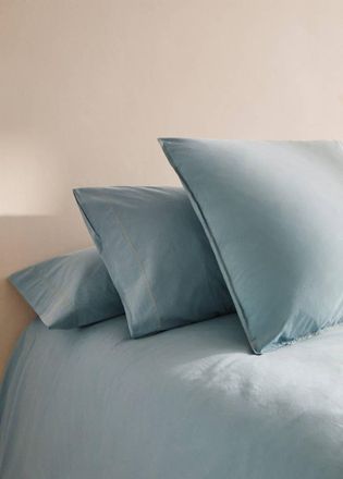 Mango Federa bambino cotone lavato doppia impuntura 60x60 cm verde acqua - Home - 60x60cm - MANGO HOME