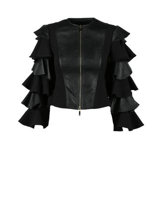 ANNA BUZZI Black Fitted Faux Leather Jacket
