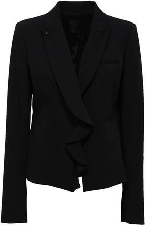 Pinko Flounce Jas met Haaksluiting - Dames - Blazers - Zwart - XL - Wol - Jassen