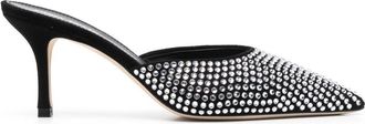PARIS TEXAS Hollywood 75mm crystal-embellished mules - women - Calf Leather/Calf Leather/Calf Leather - 37.5 - Black