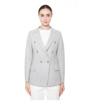 Eleventy Blazers, female, Gray, L, Giaccca doppiopetto taglio vivo