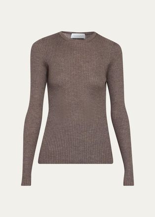 Gabriela Hearst Browning Cashmere-Silk Rib Crewneck Sweater