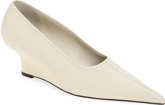 Toteme Pointed Toe Wedge Pump in White at Nordstrom, Size 12Us