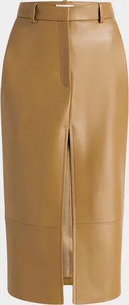 Khaite Anden Leather Midi Skirt