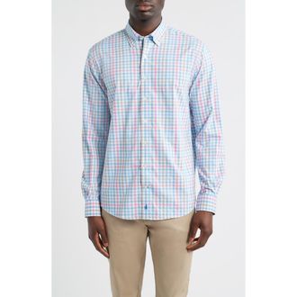 Johnnie-O Yosef Check Everyday Performance Button-Down Shirt in Navy at Nordstrom, Size Xx-Large