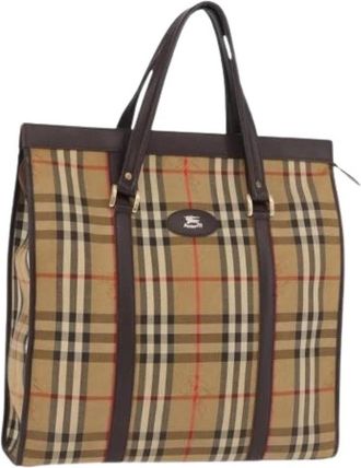 Burberry Pre-owned Tote Bag - Dames - Vintage Shopper - Beige - ONE Size - Leer - Vintage