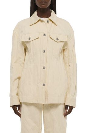 Helmut Lang Metallic Crushable Crinkle Denim Jacket in Muslin at Nordstrom, Size Xx-Small