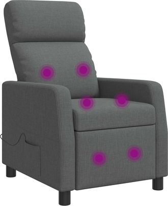 vidaXL Silla De Masajes Reclinable Gris Oscuro Tela Vidaxl