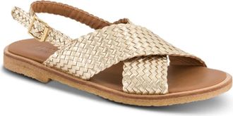 Angulus Schoenen, Dames, Geel, 39 EU, Leer, H&aring;ndv&aelig;vet Slingback Sandal