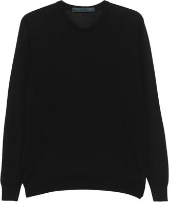 Kiton Wool Crew Neck Sweater - Heren - Ronde hals truien - Zwart - L - Wol - Truien & Vesten