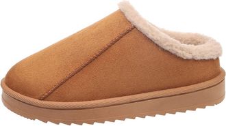 Generic Womens Slippers Slip On Warm Faux Fur Lined Shoe Boots Anti Slip Platform Chunky Heel Rubber Sole Winter Casual Comfort Shoes With Memory Foam