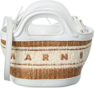Marni Two-Tone Raffia & Leather Tote