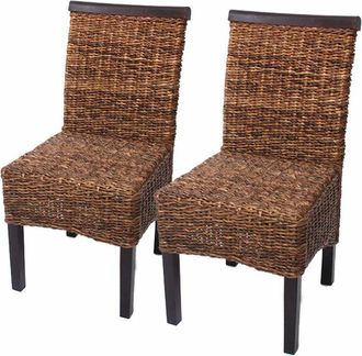 Hhg Hhg - Lote De 2 Sillas De Comedor Silla De Mimbre M45 Silla De Mimbre Banana, Oscuro, Sin Cojines