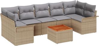 vidaXL Vidaxl - Garden Sofa Set Manual 8 pcs Beige, Light Grey 55 x 55 x 37 cm