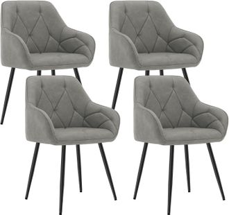 Woltu Woltu Juego De 4 Sillas Modernas Acolchadas De Cocina O Sal&oacute;n Con Patas De Metal. En Pu Vintage Gris Oscuro